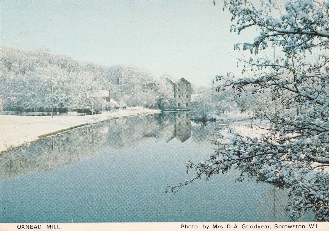 Oxnead Mill at Winter Christmas Norfolk Postcard