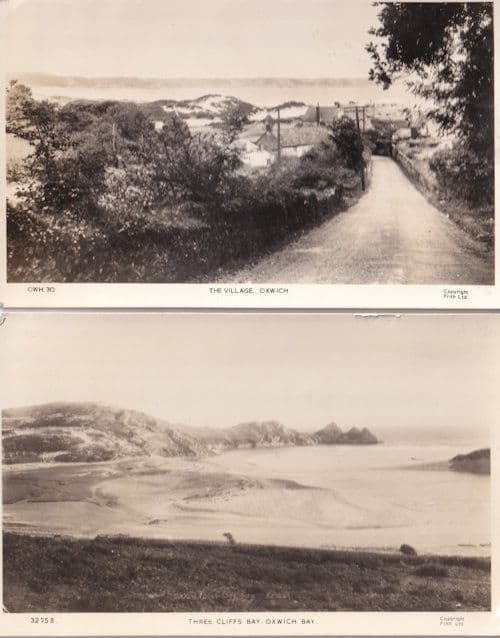 Oxwich Bay Village 2x 1950s Swansea  Real Photo Postcard s