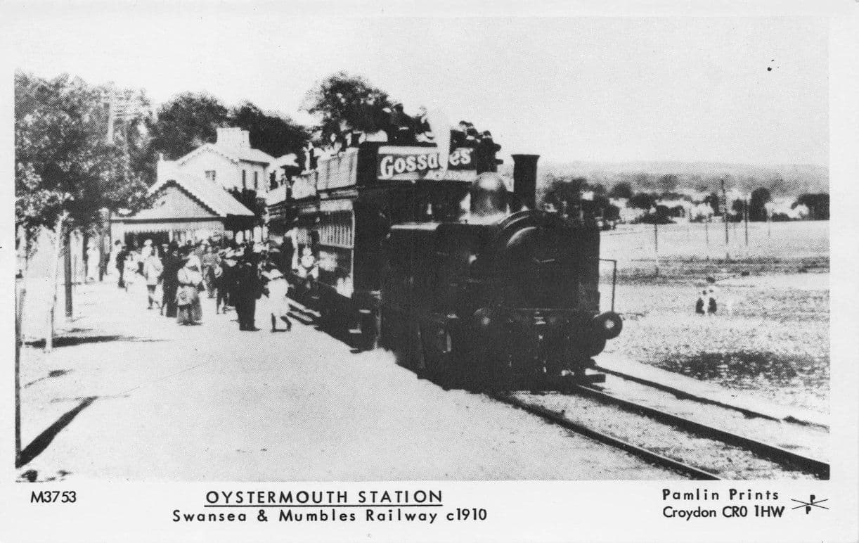 Oystermouth Train Station in 1920 Welsh Pamlin Prints Railway RPC Postcard