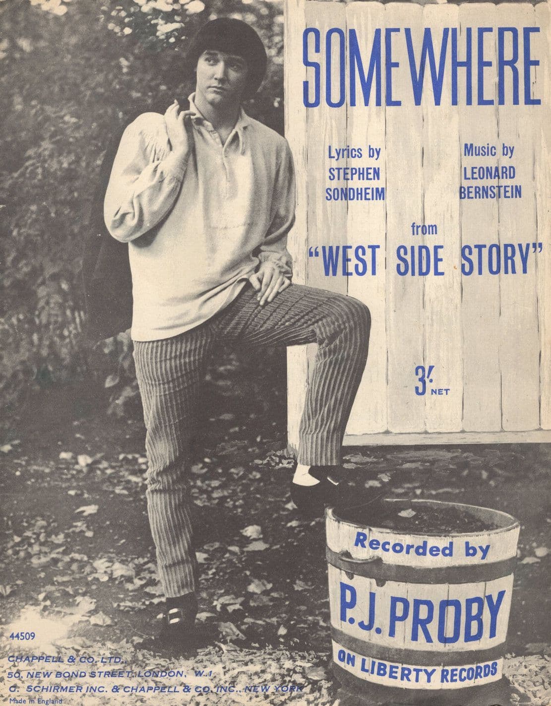 P J Proby Somewhere from West Side Story Film Sheet Music