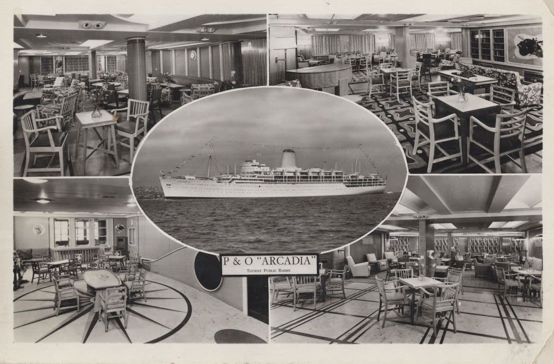 P&O Arcadia Sent From Ship Passenger 1961 2x Liner Postcard s
