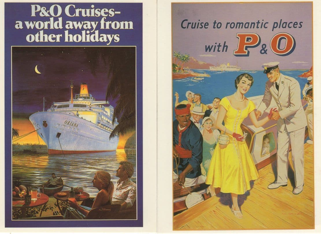 P&O Cruise Ship Oriana To Romantic Places 2x Poster Postcard s