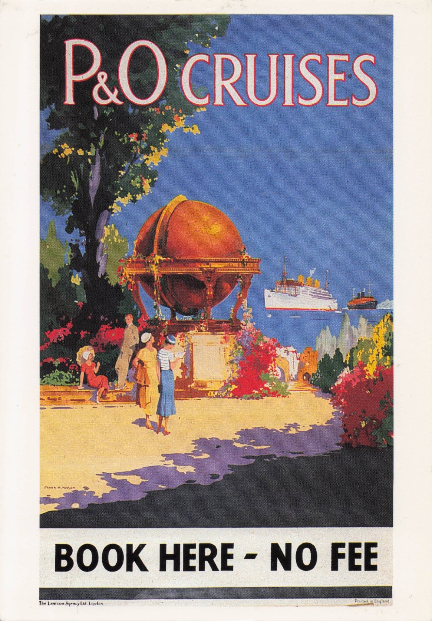 P&O Cruises Book Here No Fee Cruise Ship Advertising Poster Postcard
