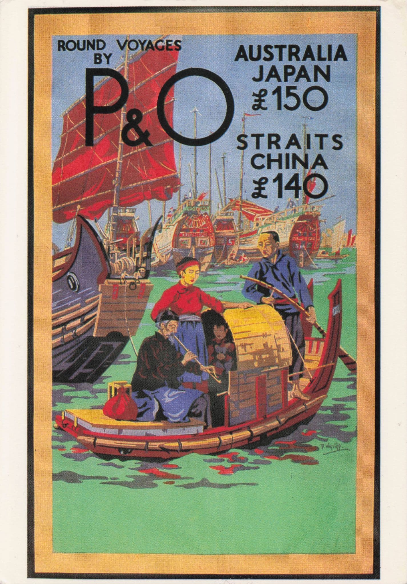 P&O Ferries Australian to Japan Travel Ship Advertising Postcard