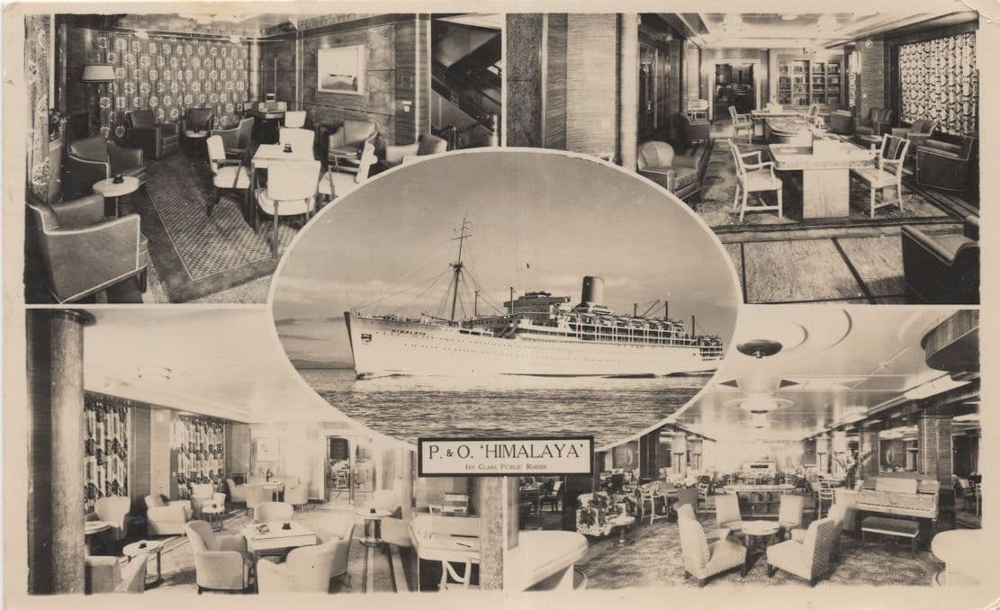 P&O Himalaya 1959 Ship Sent On Board Liner Old Postcard