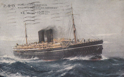 P&O India China SS Maloja POSTED BY 1931 PASSENGER ON BOARD Postcard