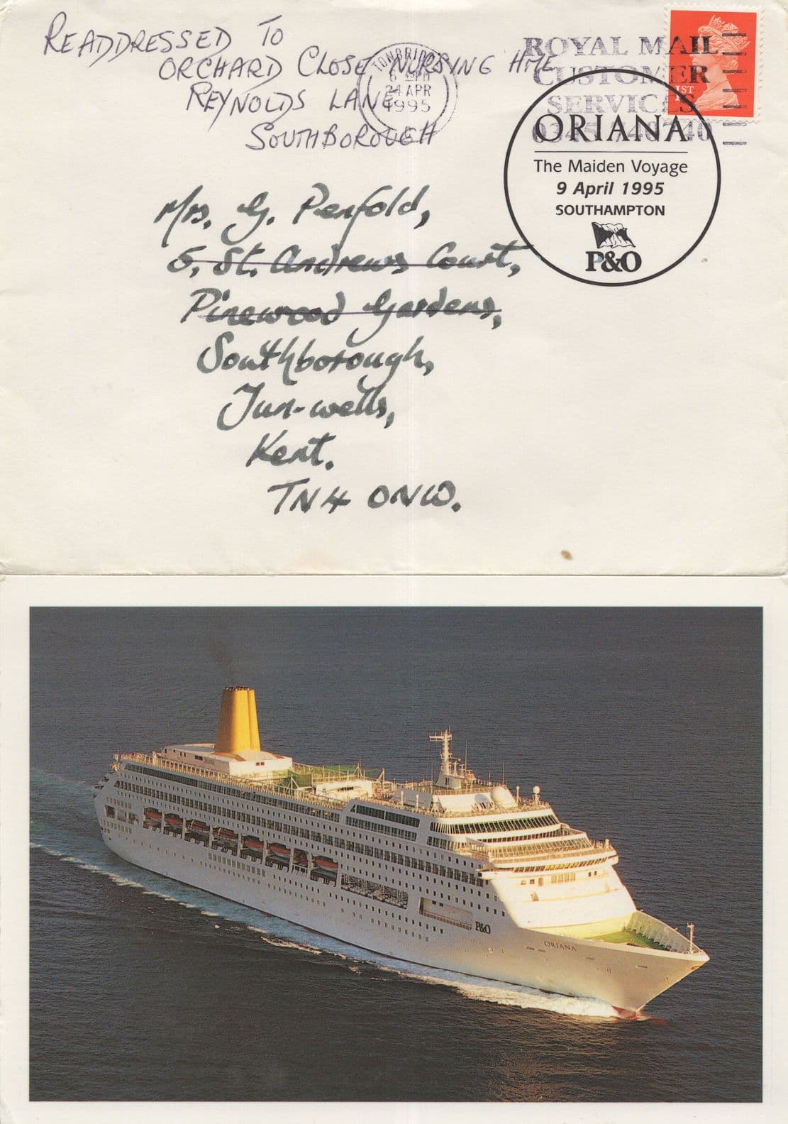 P&O Lines Oriana Maiden Voyage Ship Posted On Board FDC 2x Postcard s
