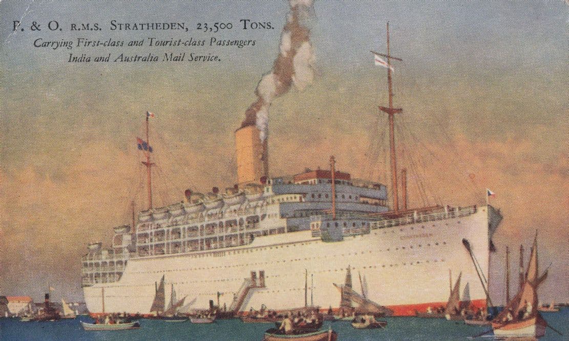 P & O Lines RMS Stratheden Liner Ship Old Postcard