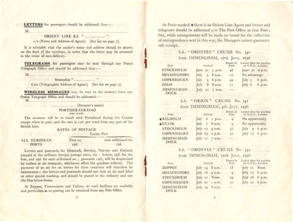 P&O Orient Line Wireless Radio 1936 Norway Orion Orontes Ship Guide