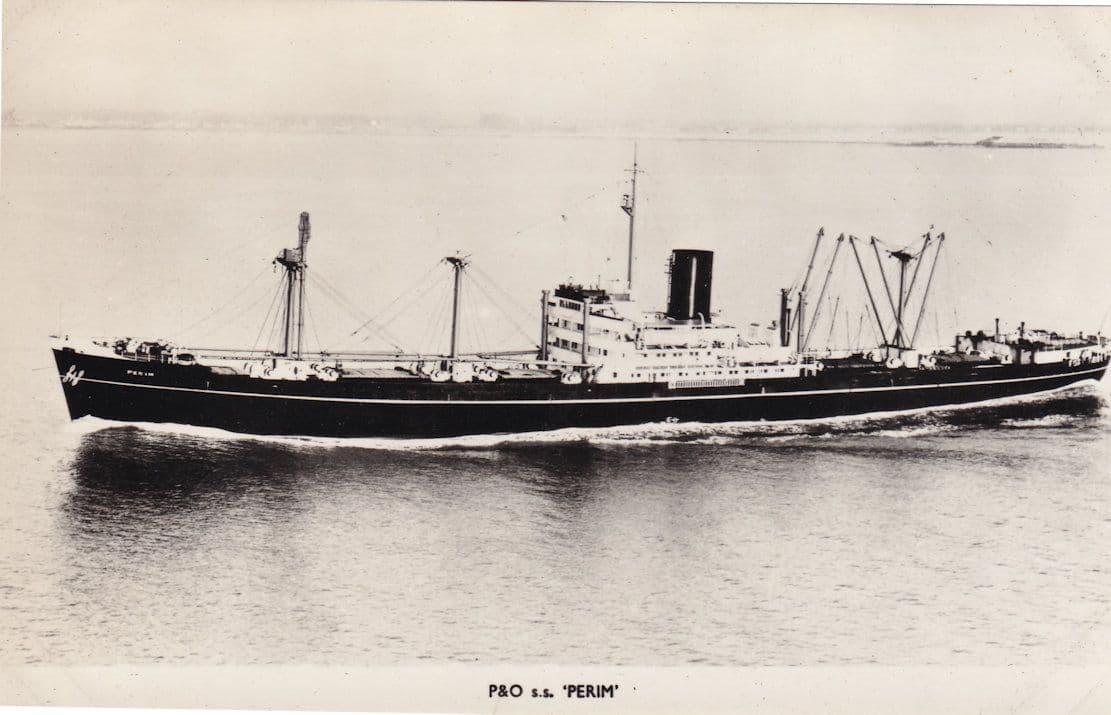 P&O Perim Cargo Ship Real Photo Vintage Postcard
