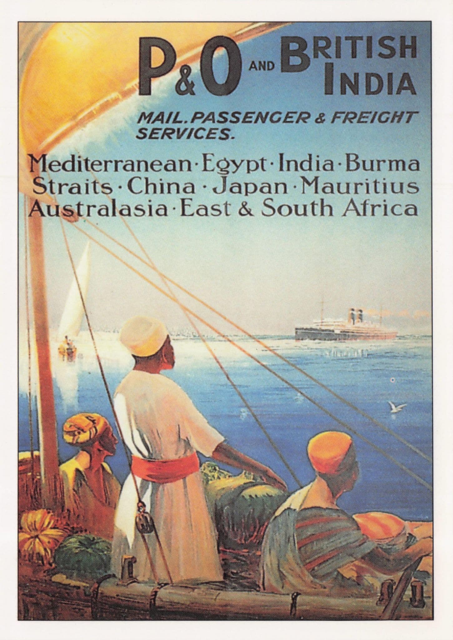 PA& British India Ship World Cruise Mail China Japan Poster Postcard