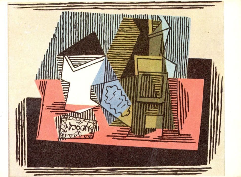 Pablo Picasso Glass Bottle & Package Of Tobacco Painting Postcard