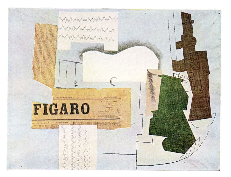 Pablo Picasso Guitar Glass & Bottle London Tate Gallery Painting Postcard
