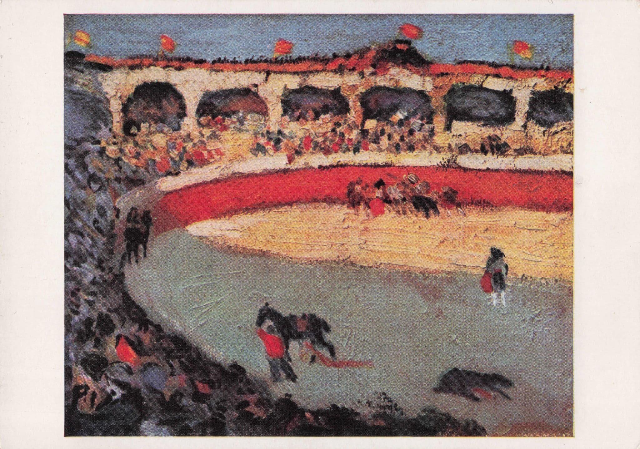Pablo Picasso The Bullfight Spanish Bullfighting Arena Painting Postcard