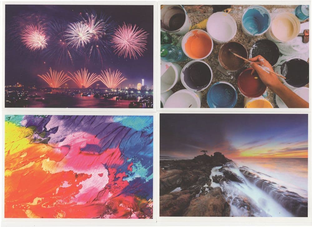 Paint Tins Of Colour Explosions Photo Award Art 4x German Postcard s