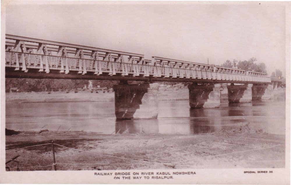 Pakistan Railway Bridge On River Kabul Real Photo Postcard