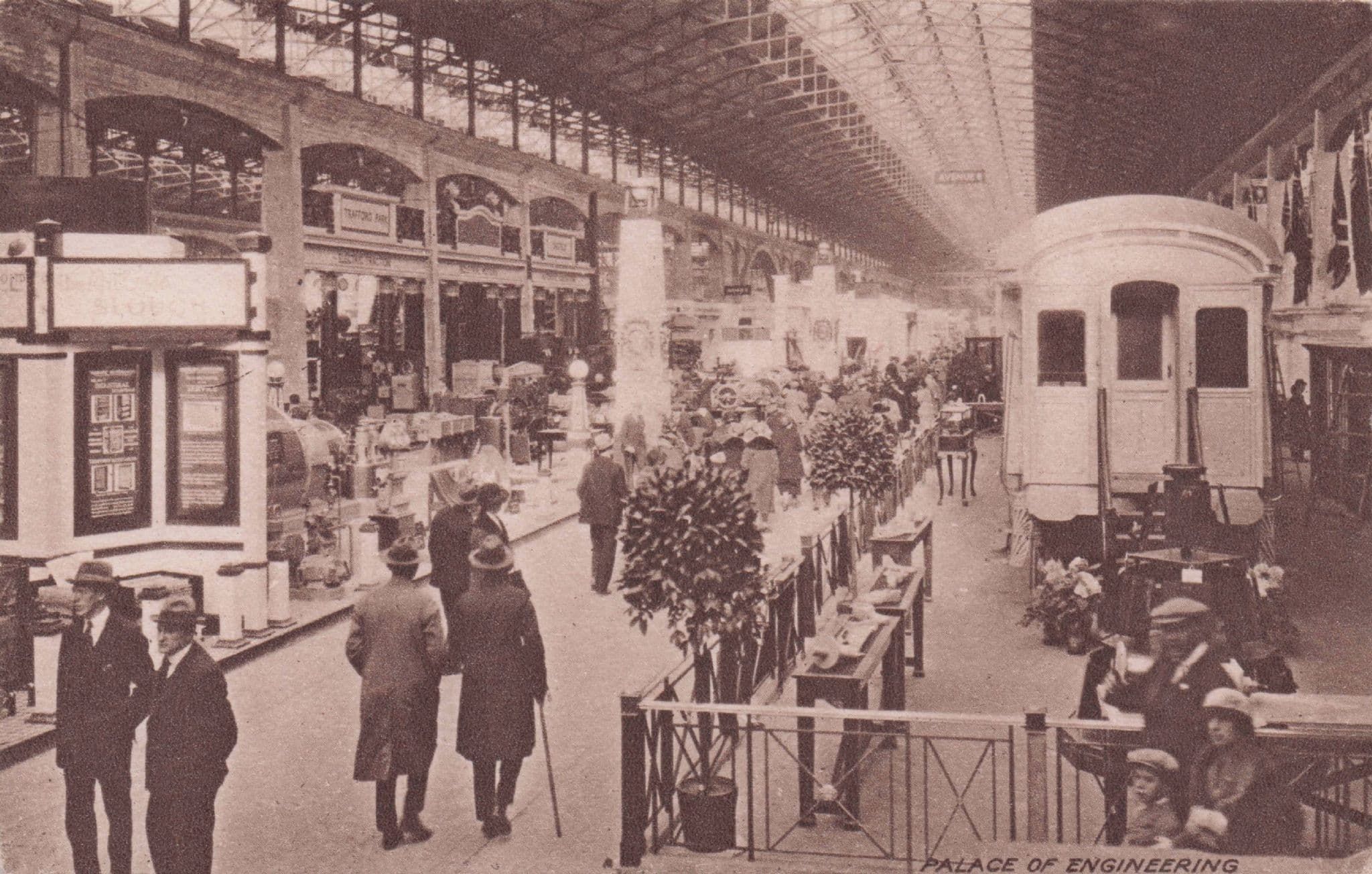 Palace Of Engineering Train London Wembley Exhibition Old Postcard