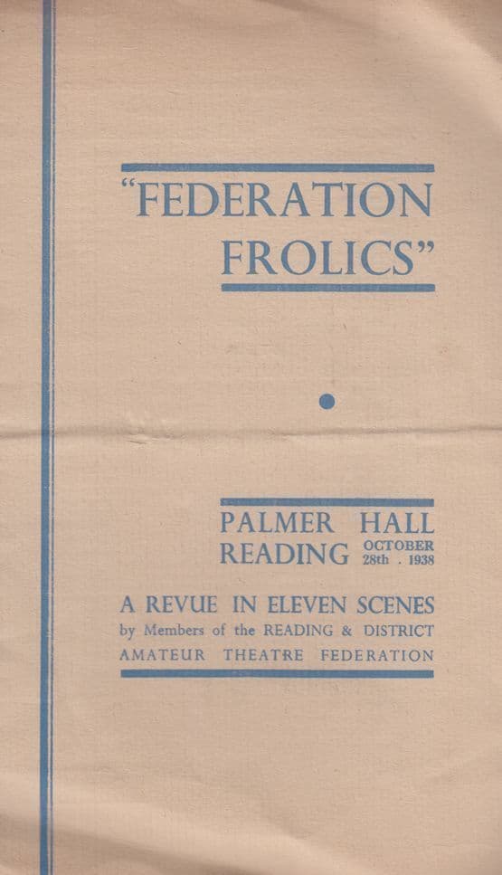 Palmer Hall Reading Drama Play Berkshire 1938 Theatre Programme