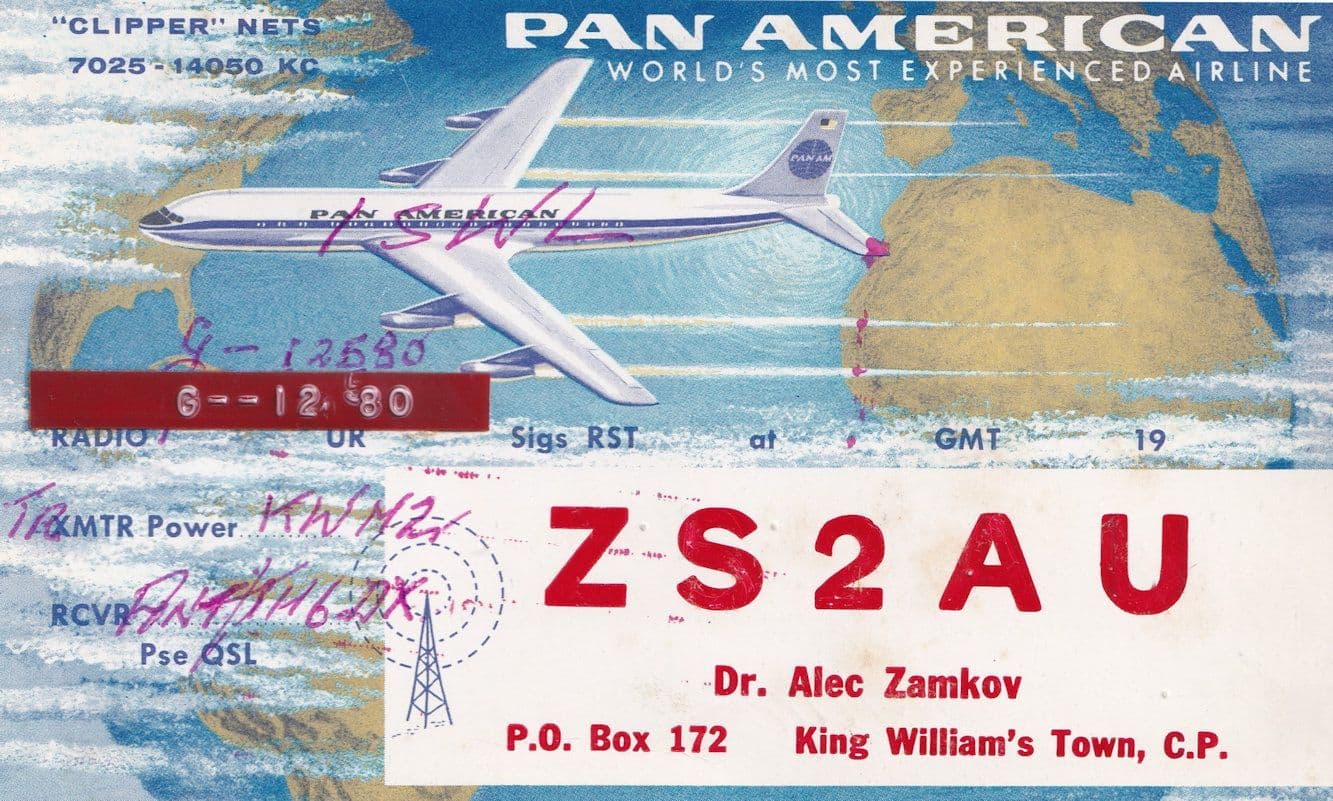 Pan Am American Planes Cape Town QSL 1970s Radio Postcard Card