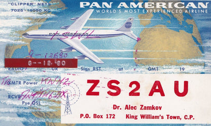 Pan Am American Planes Cape Town QSL 1970s Radio Postcard Card