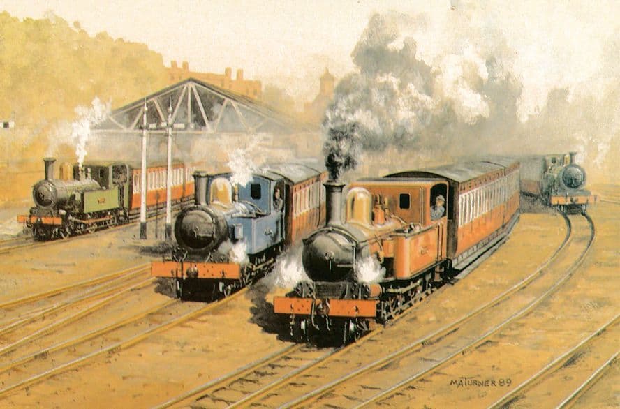 Parade Of Isle Of Man Engines Station Painting Postcard
