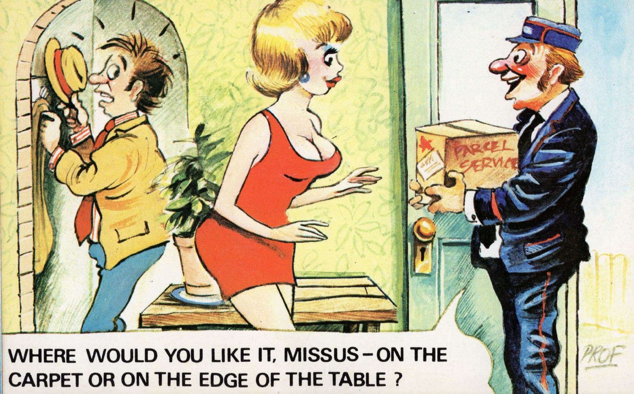 Parcelforce Postman Parcel Delivery 1970s Comic Humour Postcard
