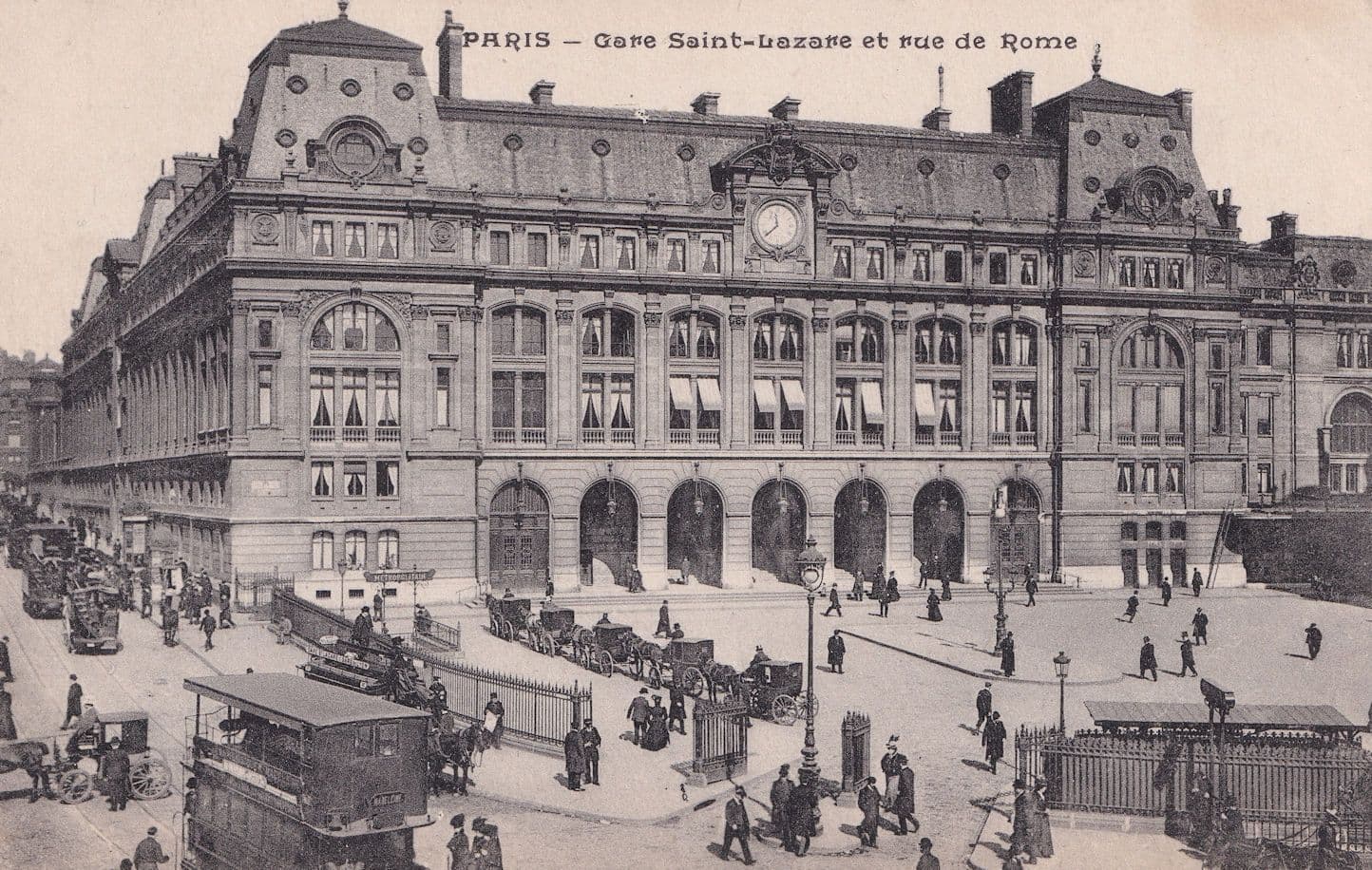Paris Gare St Lazare Vintage Train Station French Postcard