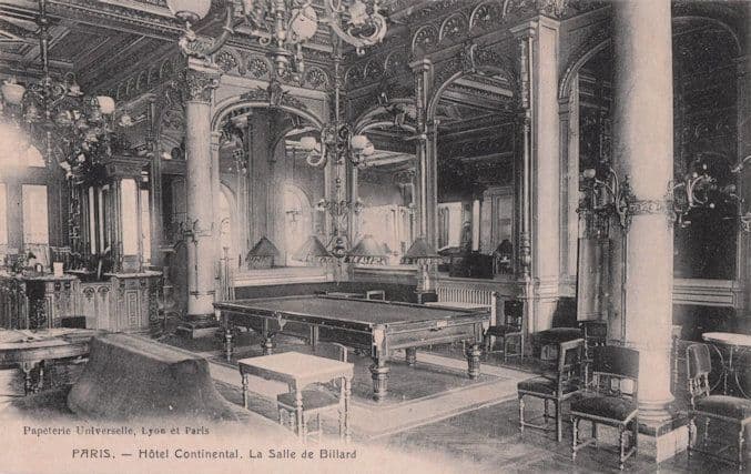 Paris Hotel Continental Billiard Room French MINT Old Postcard