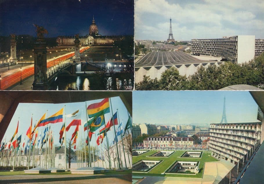 Paris Palais Maison De L'Unesco 4x French Postcard s