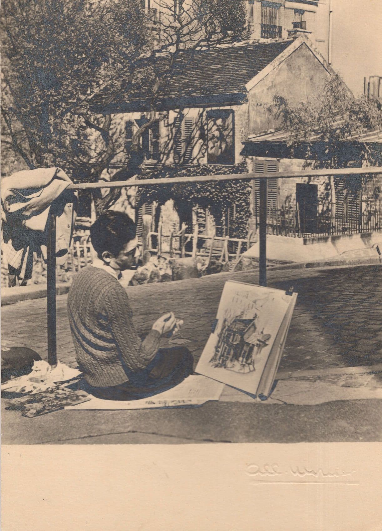 Paris Street Artist Painting French House Swimming Pool French Postcard