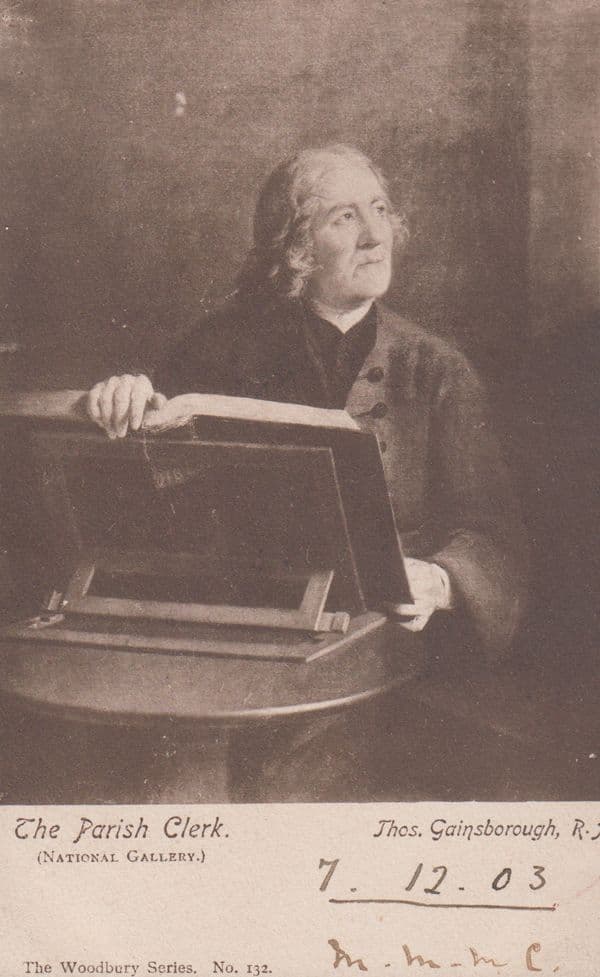 Parish Clerk Clark Thomas Gainsborugh Painting  National Gallery 1903 Postcard