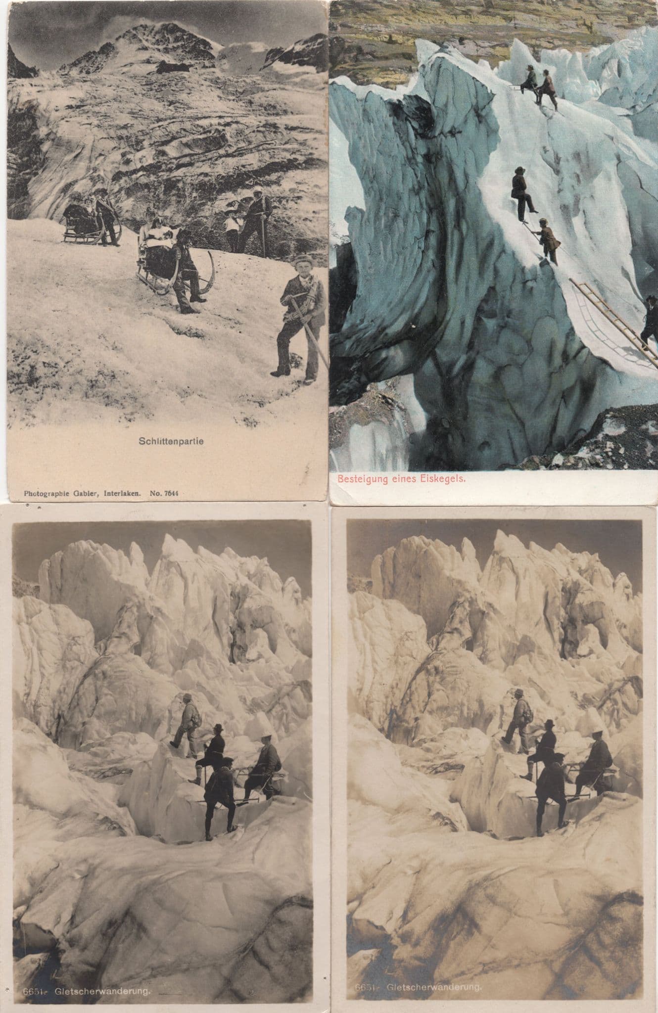 Party Of Mountain Climbers Climbing 4x German Old Postcard s