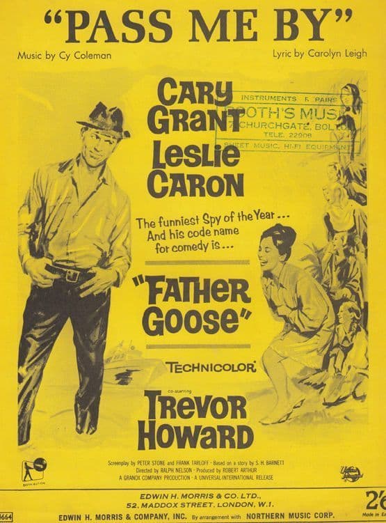 Pass Me By Cary Grant 1960s Sheet Music