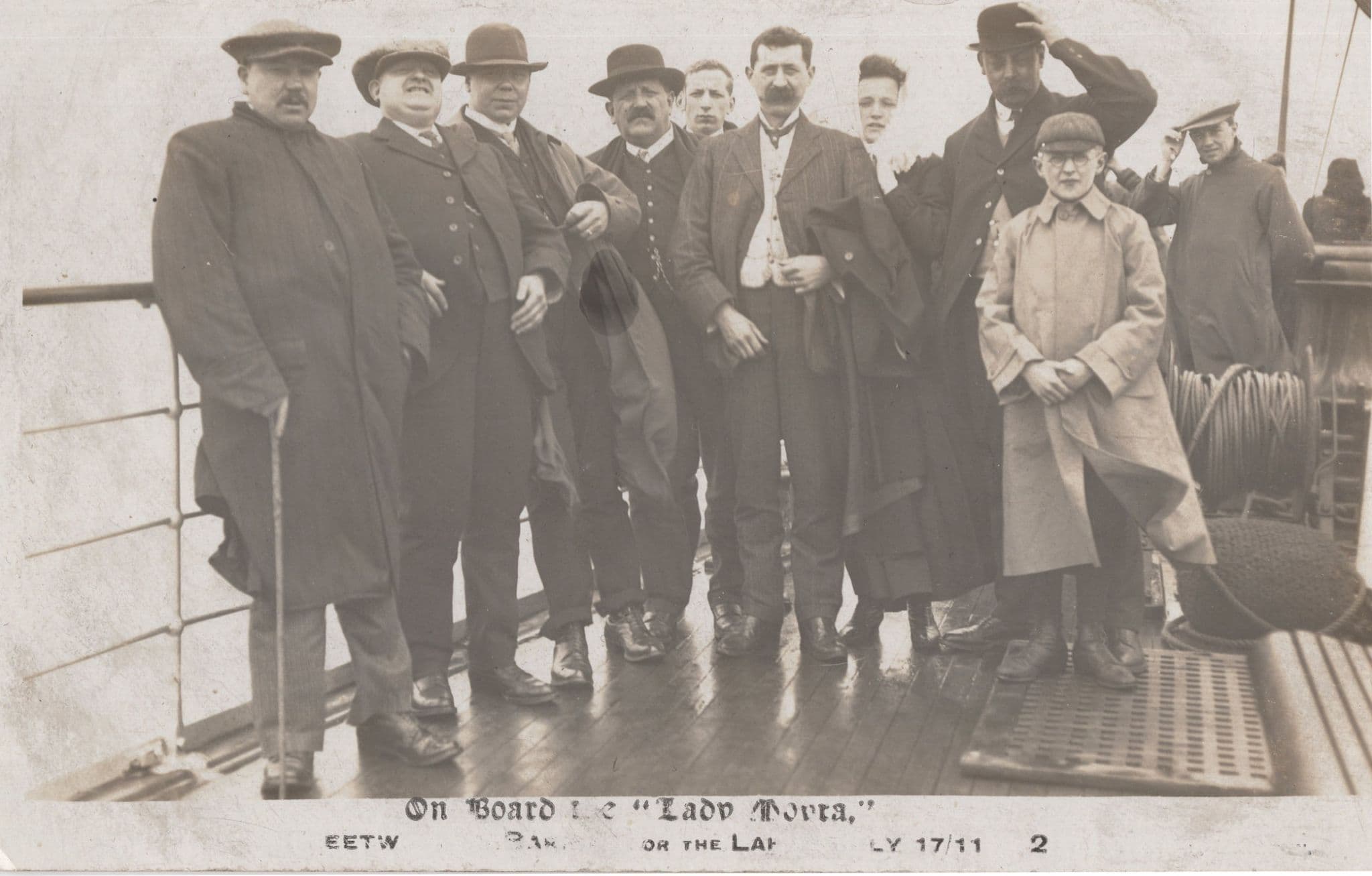Passengers On Board Identified Antique Lady Ship Real Photo Postcard