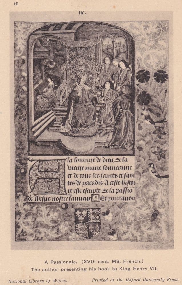 Passionale Ms French Presents Medieval Book to King Henry VII Old Postcard