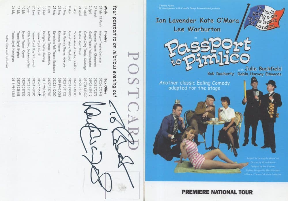 Passport To Pimlico Theatre Premiere Postcard With Autograph