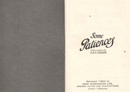 Patience Waddington 1924 First Edition Card Games Orient Lines Ship Book