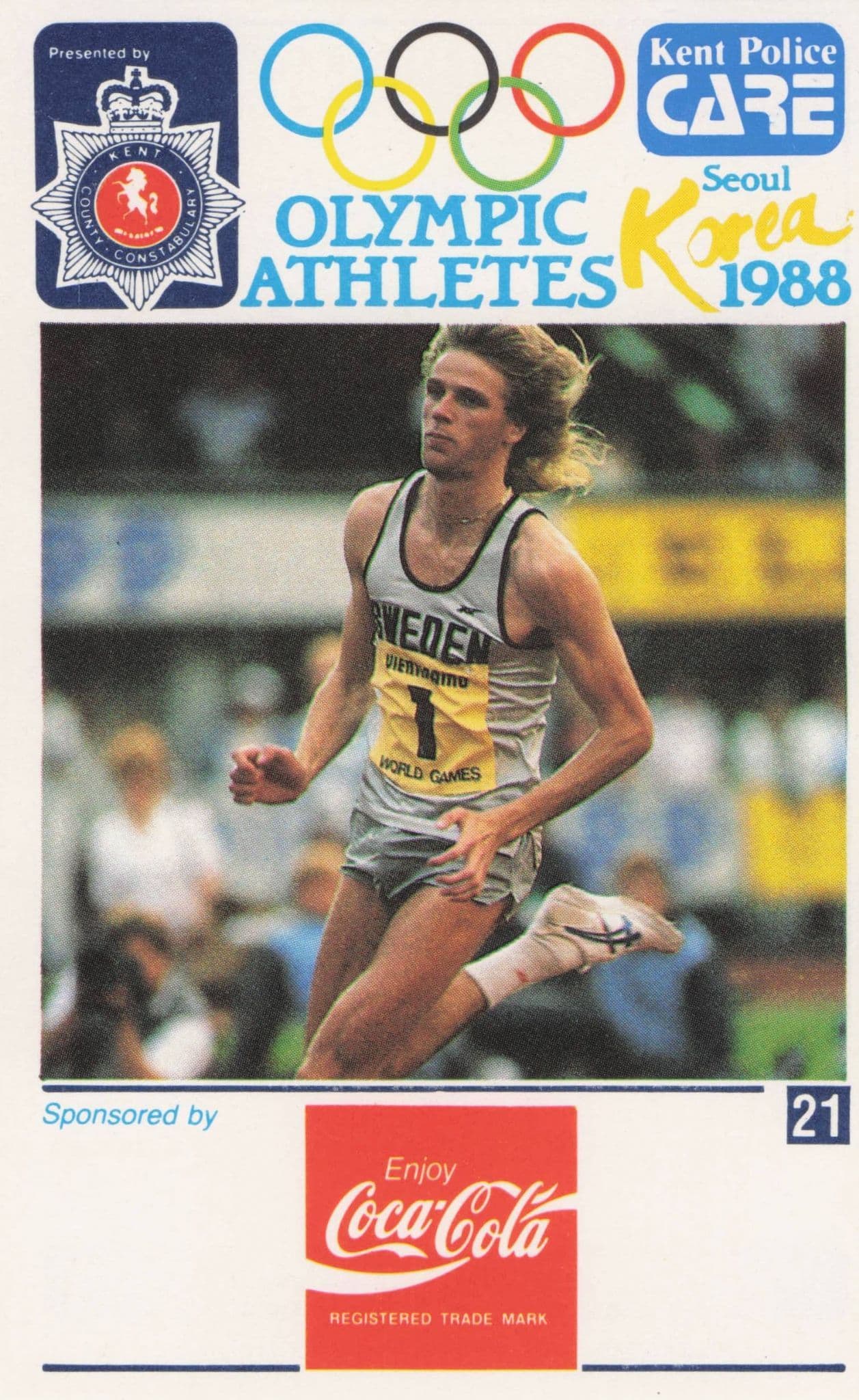 Patrick Sjoberg Sweden Athlete High Jump Olympics 1988 Rare Police Trade Photo Card