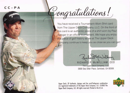 Paul Azinger Course Classics 2002 Authentic Worn PGA Tour Golf Shirt Card