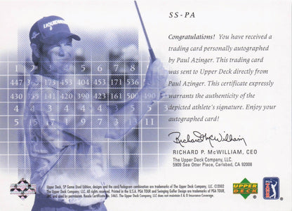 Paul Azinger Scorecard Signatures Hand Signed 2002 SP Golf Autograph Card