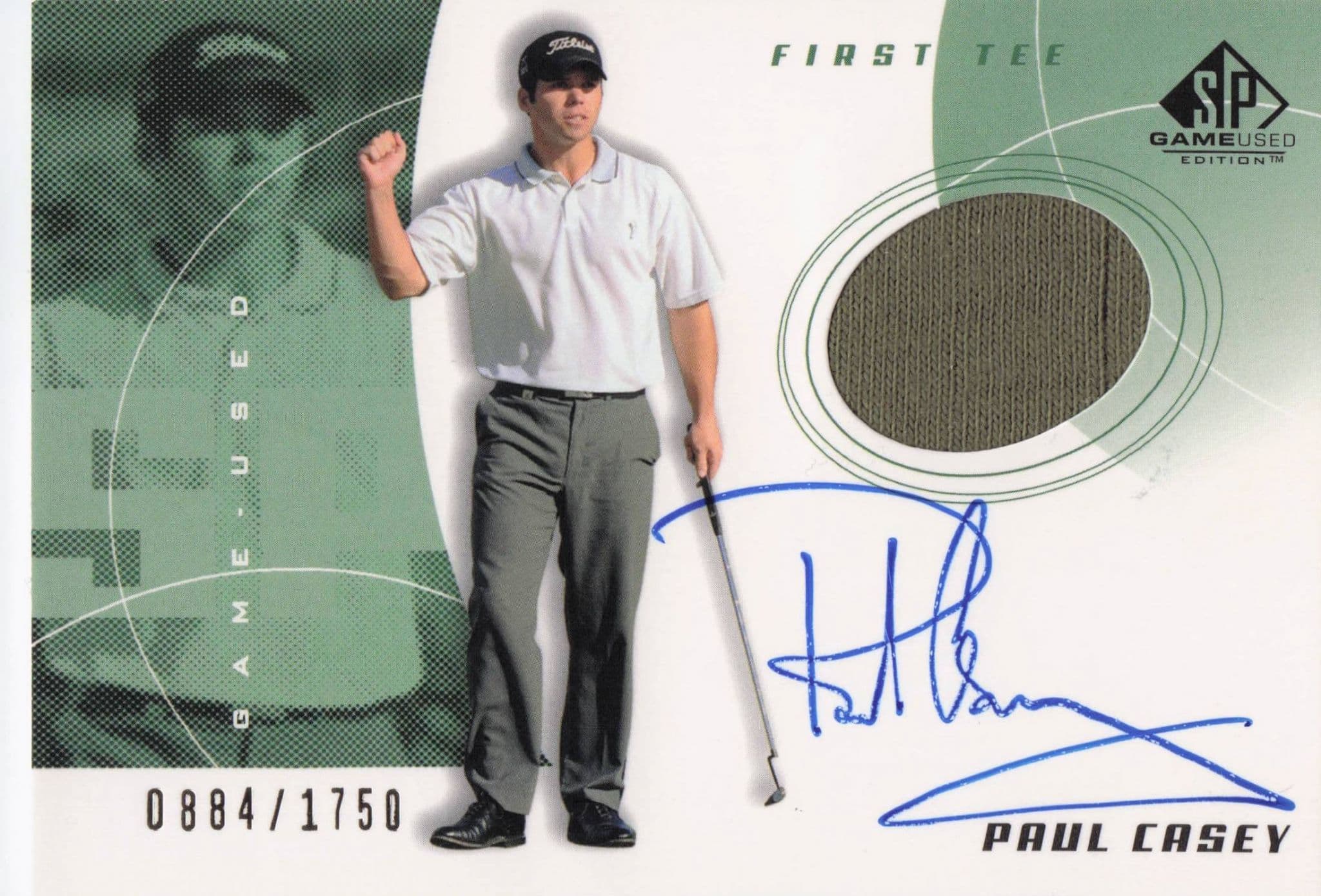 Paul Casey First Tee 2002 Golf Upper Deck Hand Signed Worn Shirt Card