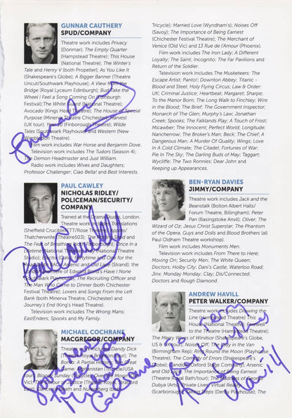 Paul Cawley Michael Cochrane Andrew Havill 7x Hand Signed Theatre Page