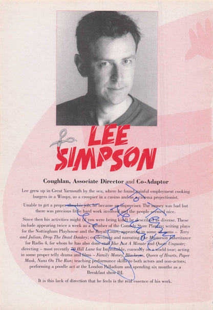 Paul Clayton of Dr Who Lee Simpson Hand Signed Theatre Photo Page