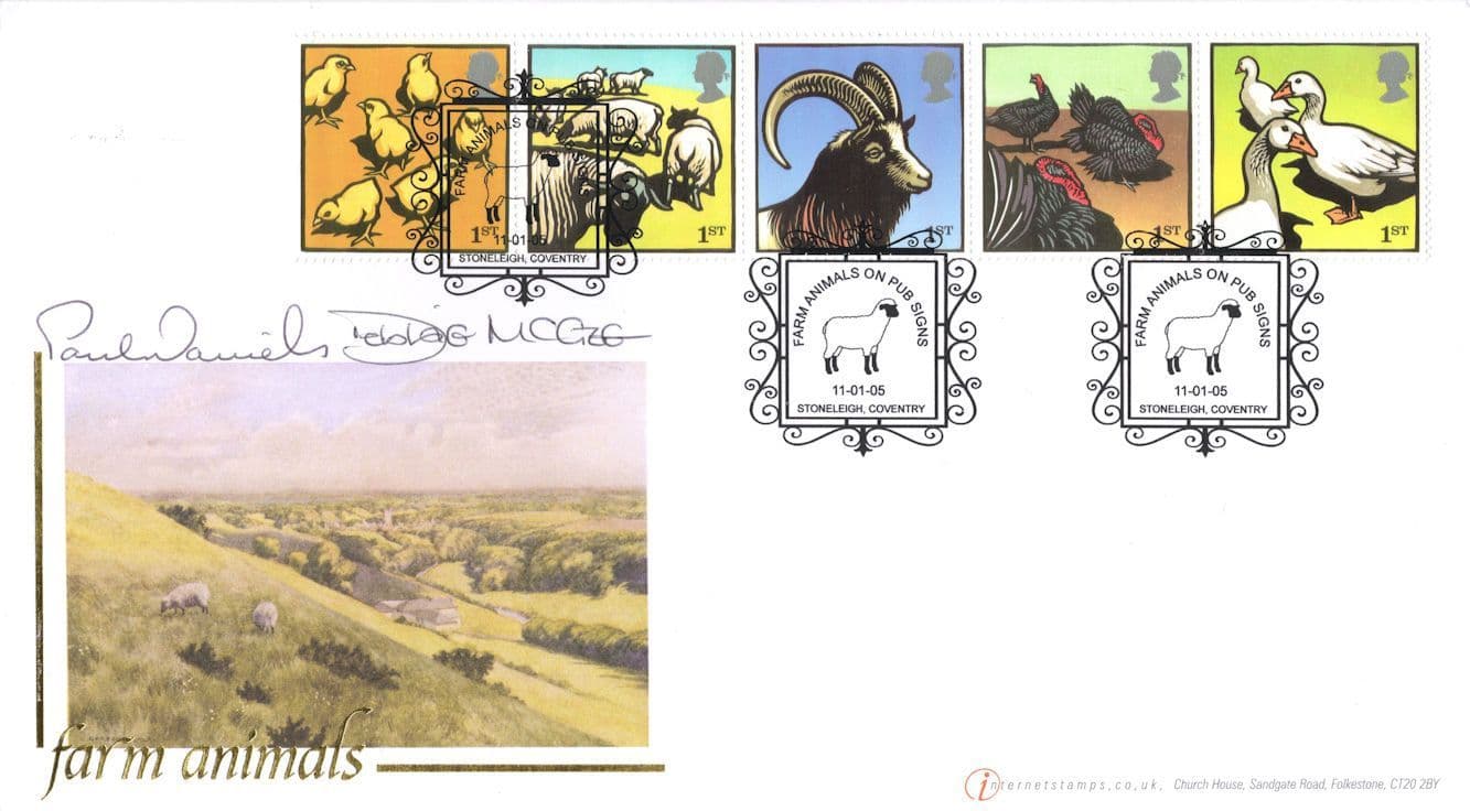 Paul Daniels Magician AND Debbie McGee Farm Animals LTD TO 25 Hand Signed FDC