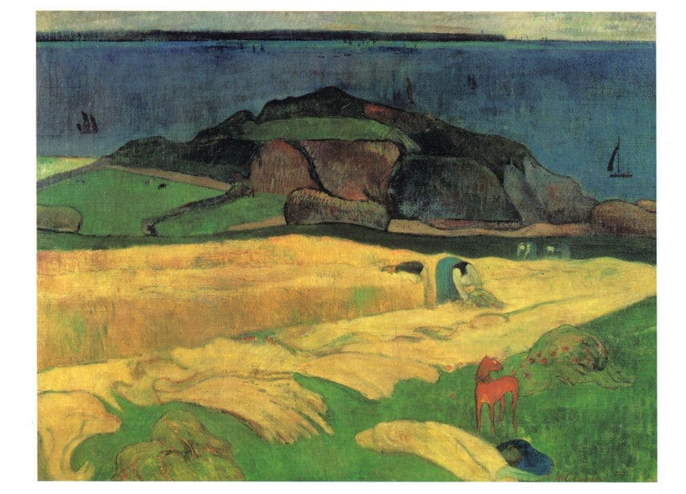 Paul Gauguin Harvest Le Pouldu Painting Tate Gallery Postcard