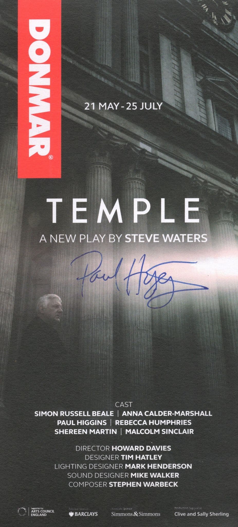 Paul Higgins Slow Horses Line Of Duty Rare Hand Signed Theatre Flyer