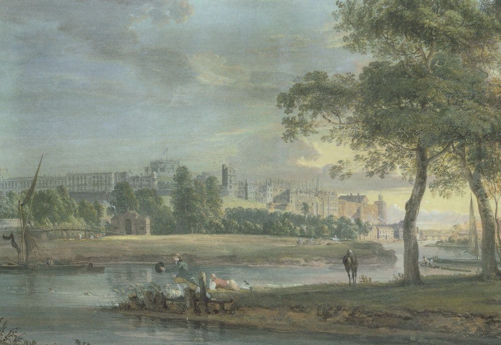 Paul Sandby Windsor Castle From The River Thames Painting Postcard