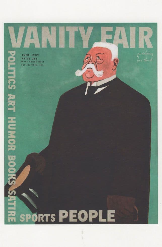 Paul Von Hindenberg 1932 Vanity Fair Art Deco Painting Postcard