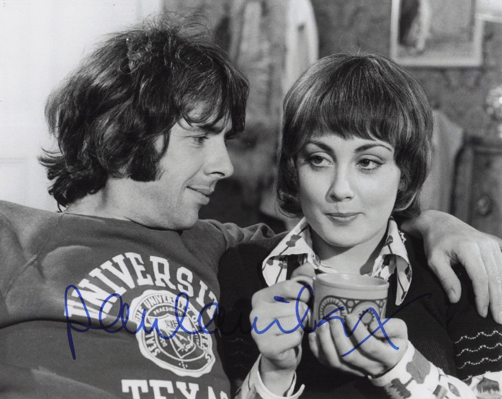 Paula Wilcox & Richard O'Sullivan Man About The House 10x8 Hand Signed Photo