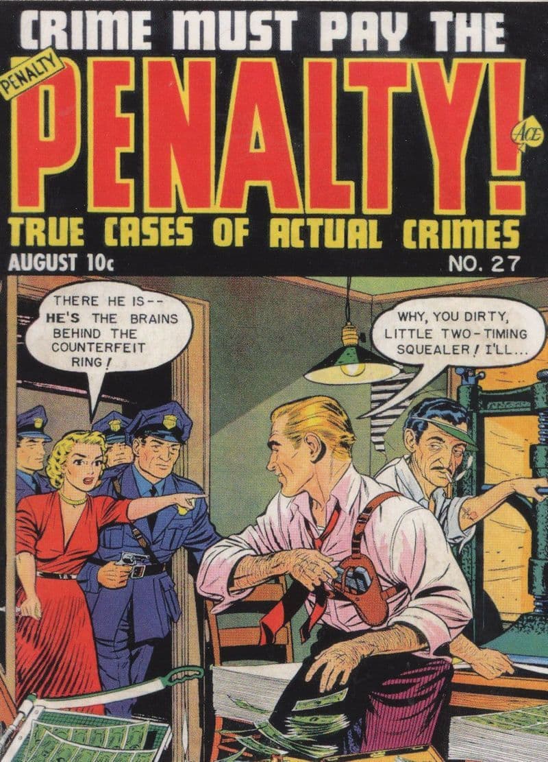 Pay The Penalty True Crime 1950s Comic Book Counterfeit Money Postcard